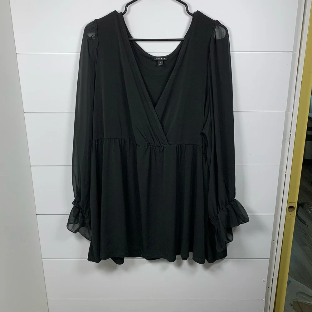 Torrid Tops LOT‎ OF 2 Tank Plus Size 4X Green Bling Cami Black Sheer Long Sleeve